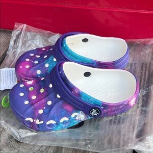 CROCS Kids Galaxy Purple and Blue Slippers